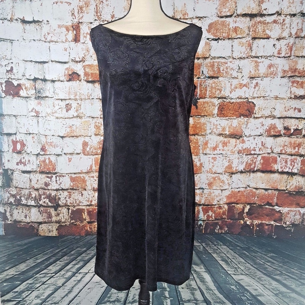 David Wayne Black/Glitter Design Stretch Dress